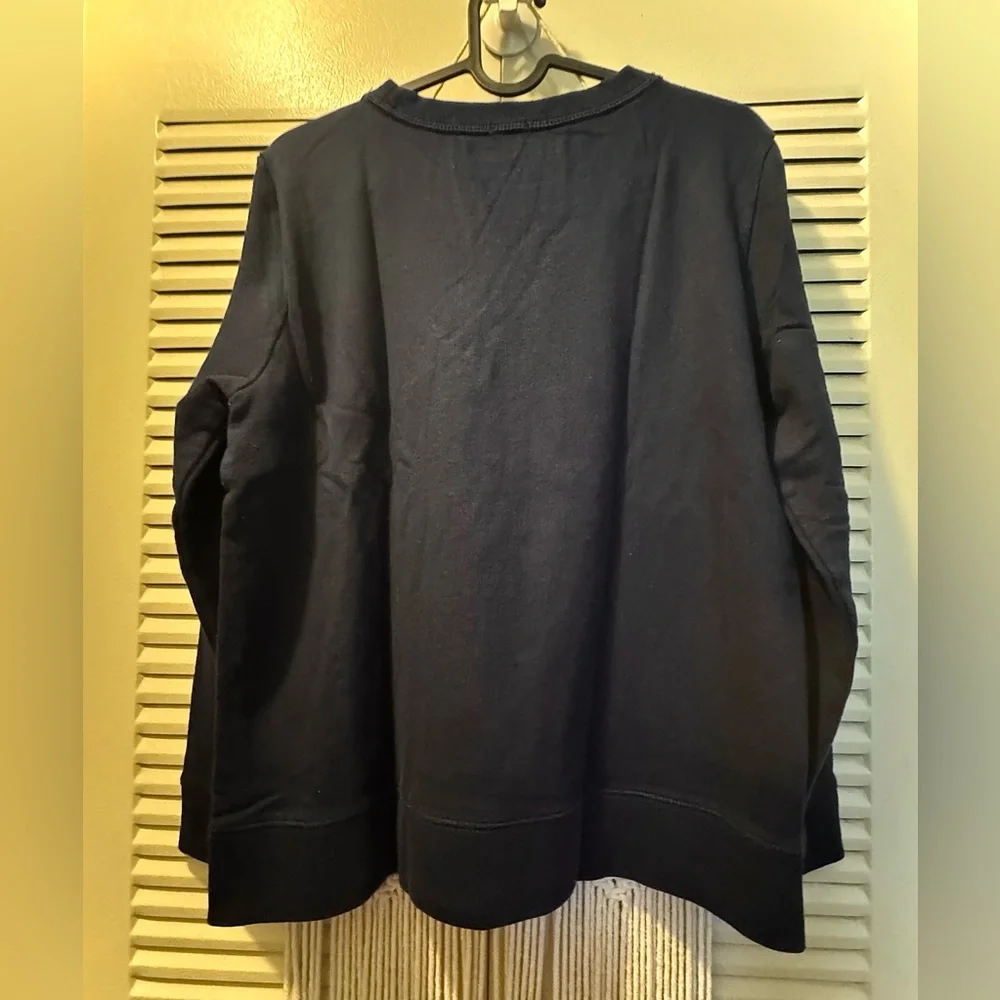 J. Crew Navy Eyelet Front Sweatshirt